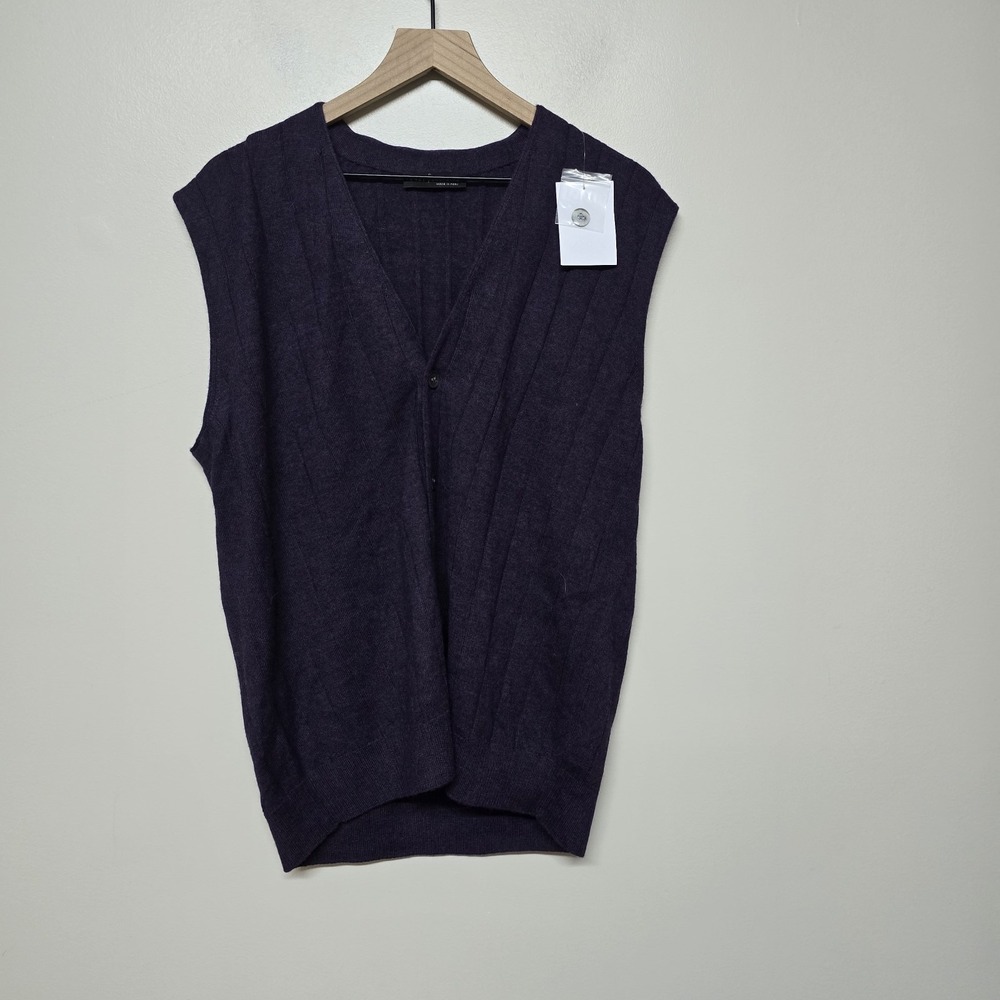 Peru Unlimited 100% Royal Alpaca Rajd V-Neck Vest Charcoal Plum Purple Men Sz XL